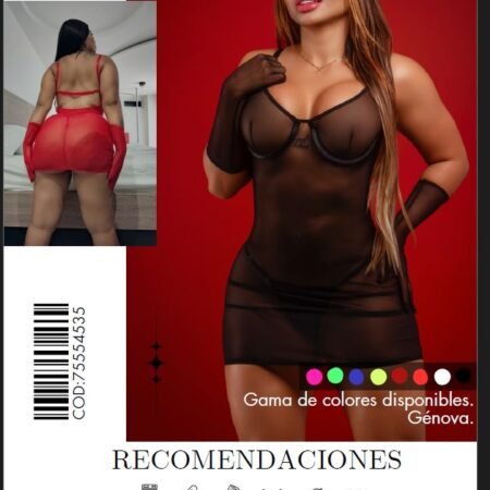 Vestido de Lencería VS04 Negro con Guantes