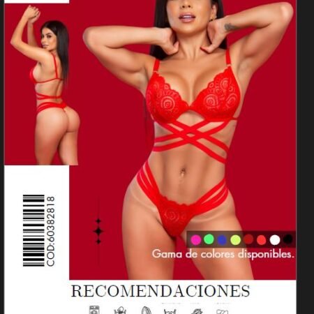 Conjunto de Lencería CS05 con Encaje y Tiras Cruzadas