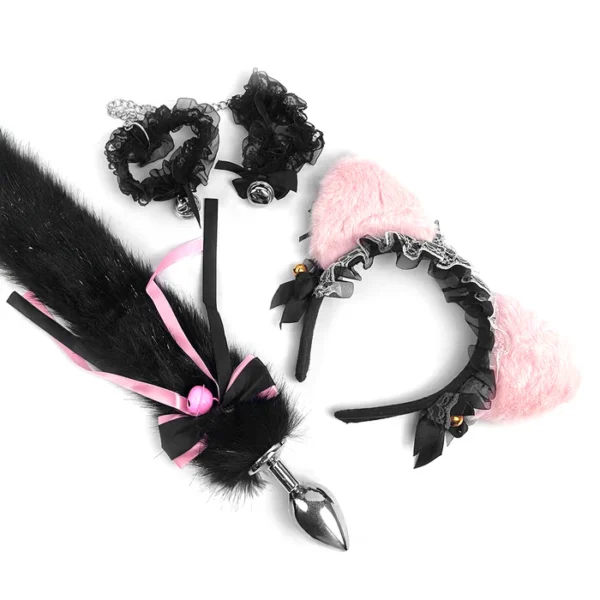Kit BDSM 3 Piezas Cute Negro para Pet Play